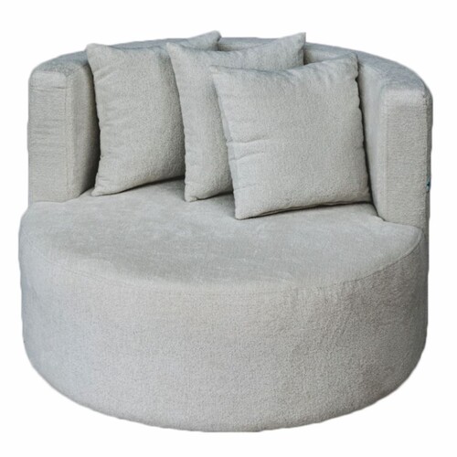 Casa Padrino Luxus Sessel Hellgrau  105 x H. 75 cm - Runder Wohnzimmer & Garten Sessel