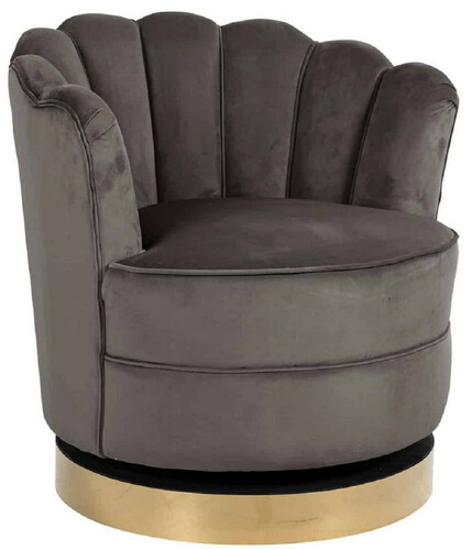 Casa Padrino Luxus Samt Drehsessel Grau / Gold 81,5 x 76 x H. 79 cm - Moderner Wohnzimmer Sessel - Luxus Wohnzimmer M�bel