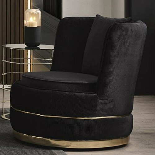 Casa Padrino Luxus Drehsessel Schwarz / Gold 80 x 85 x H. 81 cm - Wohnzimmer Sessel mit edlem Samtstoff - Wohnzimmer M�bel - Luxus M�bel - Wohnzimmer Einrichtung - Luxus Einrichtung