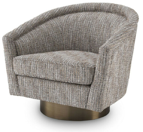 Casa Padrino Luxus Drehsessel Beige / Matt Gold 85 x 76 x H. 76 cm - Wohnzimmer Sessel - Wohnzimmer M�bel - Luxus M�bel