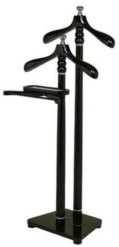 Casa Padrino Luxus Doppel Dressboy Schwarz / Silber 50 x 44 x H. 126 cm - Kleiderst�nder - Garderobenst�nder - Stummer Diener - Schlafzimmer Accessoires - Hotel Accessoires