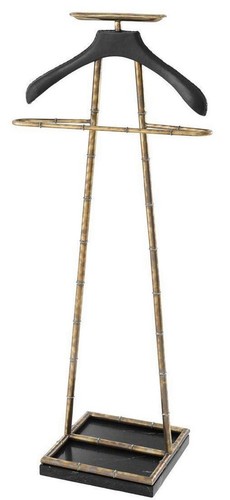 Casa Padrino Luxus Dressboy Vintage Messingfarben / Schwarz 50,5 x 31 x H. 117 cm - Kleiderst�nder Garderobenst�nder Anzugst�nder Stummer Diener Herrendiener - Luxus Accessoires