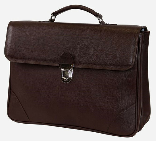 Casa Padrino Luxus Echtleder Aktentasche Dunkelbraun / Silber 42 x 16 x H. 29 cm - Herren Laptoptasche aus hochwertigem Leder - Luxus Herren Accessoires