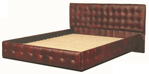 Casa Padrino Luxus Echtleder Bett Weinrot 180 x 200 cm - Chesterfield M�bel