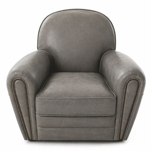Casa Padrino Luxus Echtleder Wohnzimmer Sessel Grau - Leder M�bel