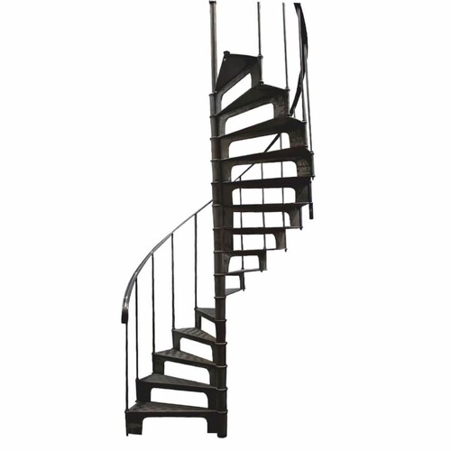 Casa Padrino Gusseisen Wendeltreppe mit Gel�nder linke Seite Schwarz H. 278 cm - Rustikale Spiraltreppe