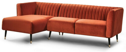 Casa Padrino Luxus Ecksofa Orange / Schwarz / Messingfarben 250 x 150 x H. 87 cm - Modernes Wohnzimmer Sofa - Moderne Wohnzimmer M�bel - Luxus Kollektion