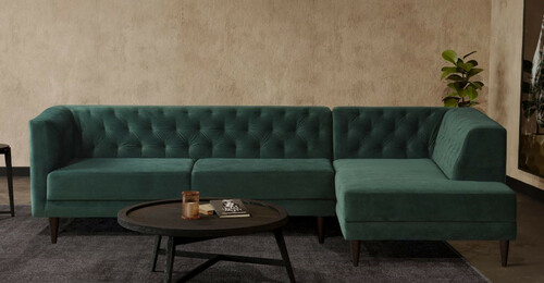 Casa Padrino Luxus Ecksofa Gr�n / Schwarz 262 x 178 x H. 74 cm - Wohnzimmer Sofa mit edlem Samtstoff - Wohnzimmer M�bel - Luxus M�bel - Luxus Wohnzimmer Einrichtung