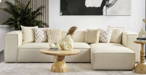 Casa Padrino Luxus Ecksofa Elfenbein 315 x 200 x H. 80 cm - Wohnzimmer Sofa - Wohnzimmer M�bel - Luxus M�bel - Luxus Wohnzimmer Einrichtung