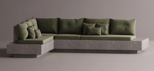 Casa Padrino Luxus Ecksofa Gr�n / Grau 325 x 265 cm - Modulares Wetterfestes Beton Sofa