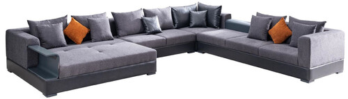 Casa Padrino Luxus Ecksofa Blau 445 x 370 cm - Wohnzimmer Sofa - Wohnzimmer M�bel - Luxus M�bel - Luxus Wohnzimmer Einrichtung