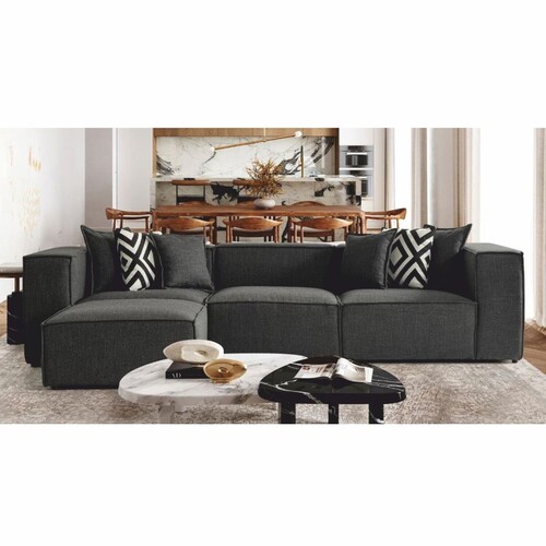 Casa Padrino Luxus Ecksofa Grau / Schwarz 315 cm - Wohnzimmer & Hotel M�bel