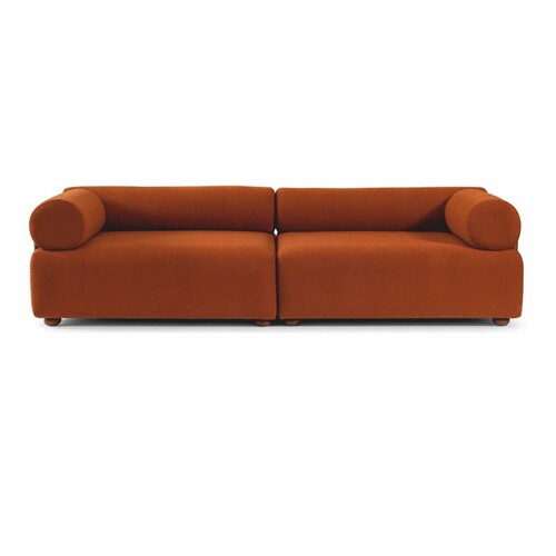 Casa Padrino Luxus Sofa Orange / Braun 260 cm - Modulares Wohnzimmer Sofa
