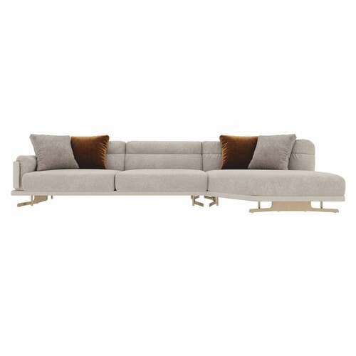 Casa Padrino Luxus Ecksofa Grau / Messing 360 cm - Wohnzimmer & Hotel Sofa