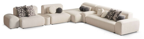 Casa Padrino Luxus Ecksofa Creme 431 x 400 x H. 73 cm - Wohnzimmer Sofa - Wohnzimmer M�bel - Luxus M�bel - Luxus Wohnzimmer Einrichtung