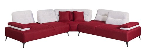 Casa Padrino Luxus Ecksofa Bordeauxrot / Wei� / Grau 310 x 310 cm - Wohnzimmer Sofa
