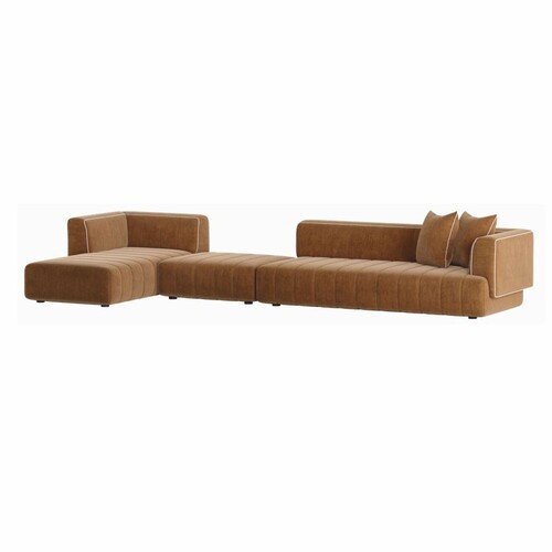 Casa Padrino Luxus Ecksofa Linke Seite Braun / Wei� 420 cm - Modulares Wohnzimmer & Hotel Sofa