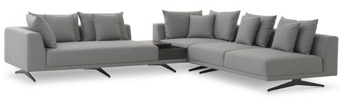 Casa Padrino Luxus Ecksofa Grau / Schwarz 340 x 292 x H. 64 cm - Edles Wohnzimmer Sofa mit Kissen - Luxus M�bel - Luxus Qualit�t