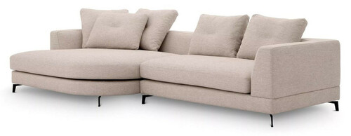 Casa Padrino Luxus Ecksofa Linke Seite Sandfarben / Schwarz 310 x 150 x H. 65 cm - Wohnzimmer Sofa mit Kissen - Wohnzimmer M�bel - Wohnzimmer Einrichtung - Luxus M�bel - Luxus Einrichtung