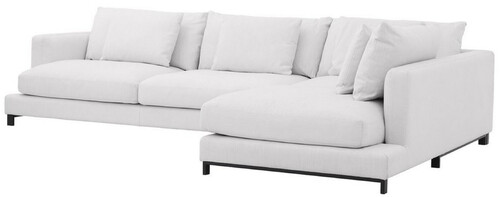 Casa Padrino Luxus Ecksofa Wei� / Schwarz 320 x 200 x H. 64 cm - Edles Wohnzimmer Sofa mit Kissen - Luxus M�bel - Luxus Qualit�t