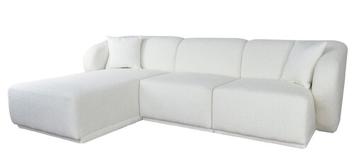 Casa Padrino Luxus Ecksofa Linke Seite Wei� 251 x 166 x H. 75 cm - Modulare Wohnzimmer M�bel