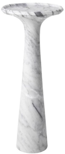 Casa Padrino Luxus Beistelltisch Wei�  30 x H. 71,5 cm - Runder Beistelltisch aus hochwertigem Carrara Marmor - Luxus M�bel