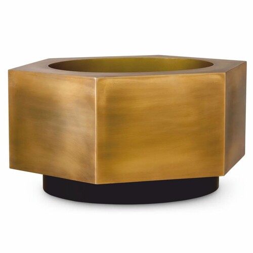 Casa Padrino Luxus Edelstahl Blumentopf Vintage Messing / Schwarz 69,5 cm