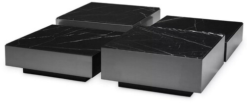 Casa Padrino Luxus Edelstahl Couchtisch Set mit Marmor Tischplatten Bronze / Schwarz - Wohnzimmer M�bel - Luxus M�bel - Luxus Kollektion