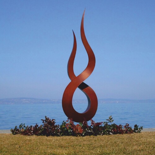 Casa Padrino Luxus Stahl Garten Deko Skulptur Flamme Rost H. 210 cm