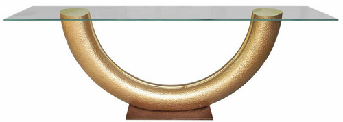 Casa Padrino Luxus Konsole Gold / Dunkelbraun 230 x 45 x H. 86 cm - Konsolentisch mit Glasplatte - Wohnzimmer M�bel - Hotel M�bel - Luxus Kollektion