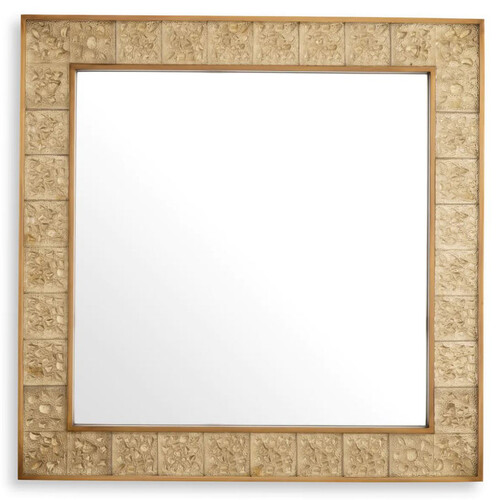 Casa Padrino Luxus Wandspiegel Vintage Messing 110 x 5,5 x H. 110 cm - Quadratischer Wohnzimmer Spiegel - Schlafzimmer Spiegel - Garderoben Spiegel - Luxus M�bel - Luxus Einrichtung