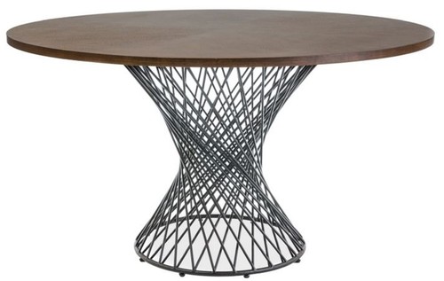 Casa Padrino Luxus Esstisch Braun / Schwarz  137 x H. 75 cm - Runder Esszimmertisch - Esszimmer M�bel