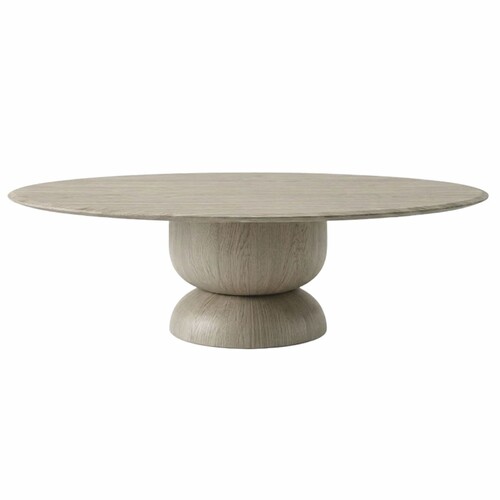 Casa Padrino Luxus Eichenholz Esstisch Grau 244 x 125 cm - Ovaler Massivholz K�chentisch - Esszimmer M�bel
