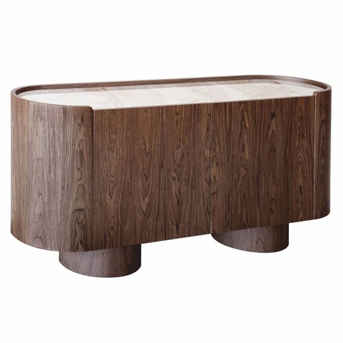 Casa Padrino Luxus Sideboard mit 2 T�ren und Keramikplatte Braun / Creme 160 cm