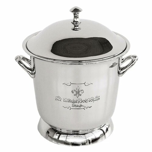 Casa Padrino Luxus Eisk�bel Silber 23 x 23 x H. 23 cm - Eisbeh�lter mit Deckel und Gravur