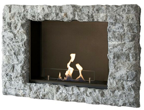 Casa Padrino Luxus Bioethanol Wandkamin Grau 97 x 19 x H. 65 cm - Wohnzimmer Kamin in Steinoptik - Wohnzimmer Deko Accessoires - Luxus M�bel - Luxus Bioethanol Wandkamine