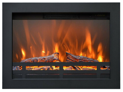 Casa Padrino Luxus Elektro Einbaukamin Schwarz 60,2 x 17,7 x H. 43,8 cm - Wohnzimmer Deko LED Kamin mit Fernbedienung - Wohnzimmer M�bel - Luxus M�bel - Luxus Elektro LED Einbaukamine