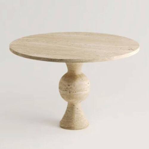 Casa Padrino Luxus Esstisch Beige  115 cm - Runder Travertin K�chentisch