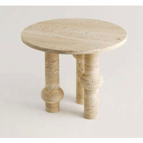 Casa Padrino Luxus Esstisch Beige  115 cm - Runder Travertin Esszimmertisch