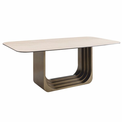 Casa Padrino Luxus Esstisch Beige / Bronze 200 cm - Hotel & Esszimmer M�bel