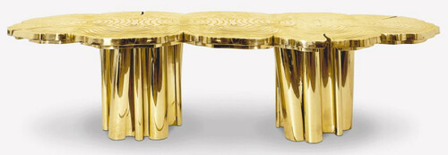 Casa Padrino Luxus Esstisch Gold 270 x 133 x H. 76 cm - Moderner massiver Metall K�chentisch - Luxus Esszimmer M�bel - Luxus Qualit�t