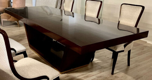 Casa Padrino Luxus Esstisch Braun / Gold 300-400 x 110 x H. 78 cm - Ausziehbarer Massivholz Esszimmertisch - Italienische Luxus Esszimmer M�bel - Luxus Qualit�t - Made in Italy