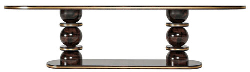 Casa Padrino Luxus Esstisch Dunkelbraun / Messing 240 x 110 x H. 76 cm - Ovaler Massivholz Esszimmertisch - Esszimmer M�bel - Luxus M�bel