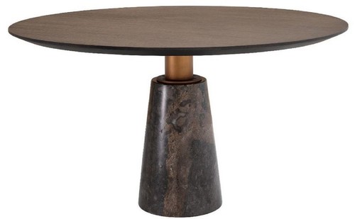 Casa Padrino Luxus Esstisch Grau  132 x H. 76 cm - Runder Marmor K�chentisch - Luxus Esszimmer M�bel