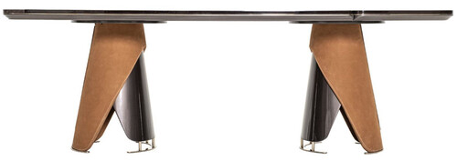 Casa Padrino Luxus Esstisch Dunkelbraun / Grau / Hellbraun / Gold 240 x 113 x H. 79,5 cm - Massivholz Esszimmertisch mit Tischplatte in Marmoroptik - Esszimmer M�bel - Luxus M�bel