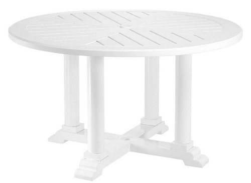 Casa Padrino Luxus Esstisch Wei�  130 x H. 75 cm - Runder K�chentisch aus hochwertigen strapazierbarem Aluminium - Gartentisch