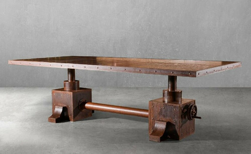 Casa Padrino Luxus Industrie Stil Schreibtisch Rost 240 x 110 x H. 73 cm - Metall Industrie Stil B�rotisch - Industrie Stil Metall B�ro M�bel - Luxus Industrie Stil Metall M�bel