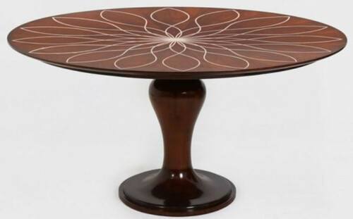 Casa Padrino Luxus Esstisch Braun / Wei�  150 x H. 78 cm - Runder Massivholz K�chentisch - Esszimmertisch - Luxus Esszimmer M�bel