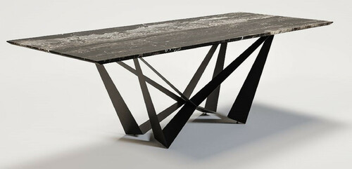 Casa Padrino Luxus Esstisch Mehrfarbig / Schwarz 240 x 120 x H. 76 cm - Rechteckiger K�chentisch mit Marmorplatte - Luxus Esszimmer M�bel