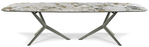 Casa Padrino Luxus Esstisch Mehrfarbig / Grau 300 x 120 x H. 75 cm - Esszimmertisch mit hochwertiger Keramik Tischplatte - Moderne Esszimmer M�bel - Luxus Qualit�t - Made in Italy